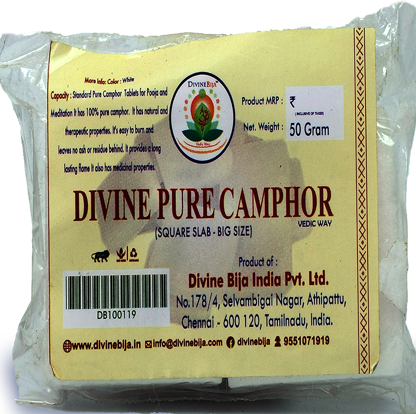 Divine Bija Pure Camphor Square Slab - Big Size Divine Bija Global (Vedic Way) | A story of motivation, passion and unconditional commitment