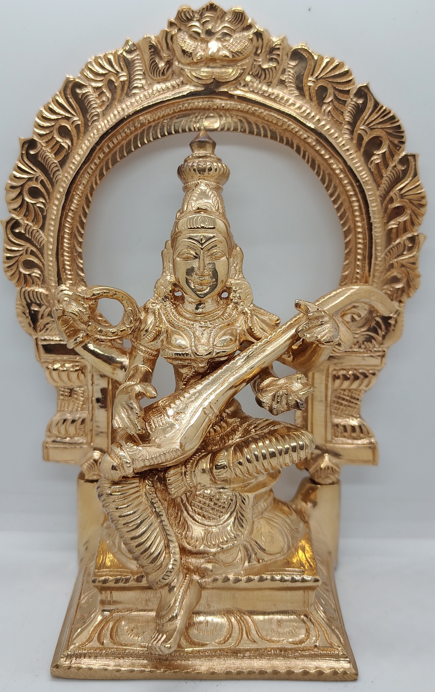 Divine Bija Saraswati Devi With Arch 7 inches Panchalogam Id205 #205/259