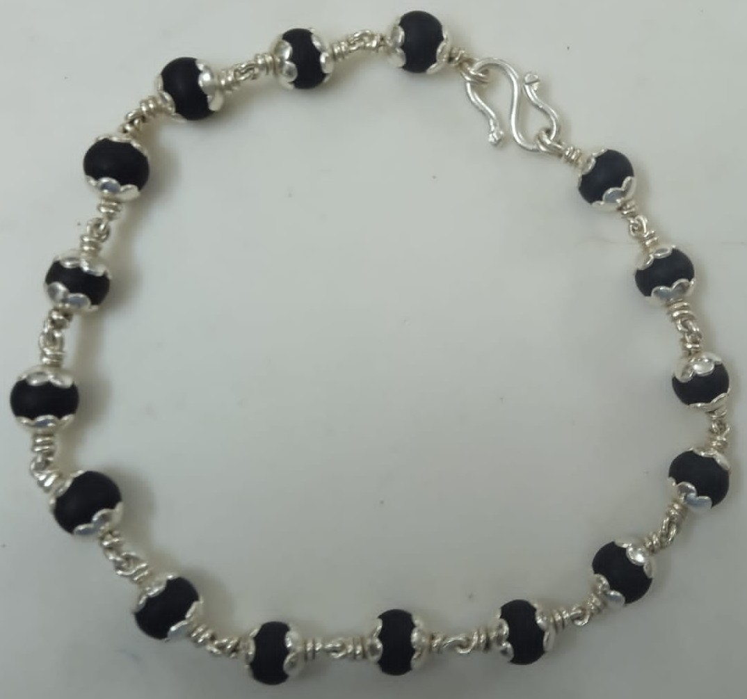 Divine Bija Silver Cup Karungali Mala Bracelet Id210 #210/259