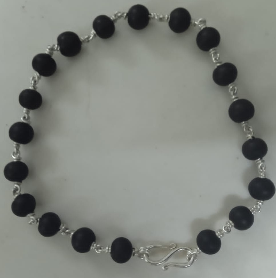 Divine Bija Silver Tied Karungali Mala Bracelet Id211 #211/259