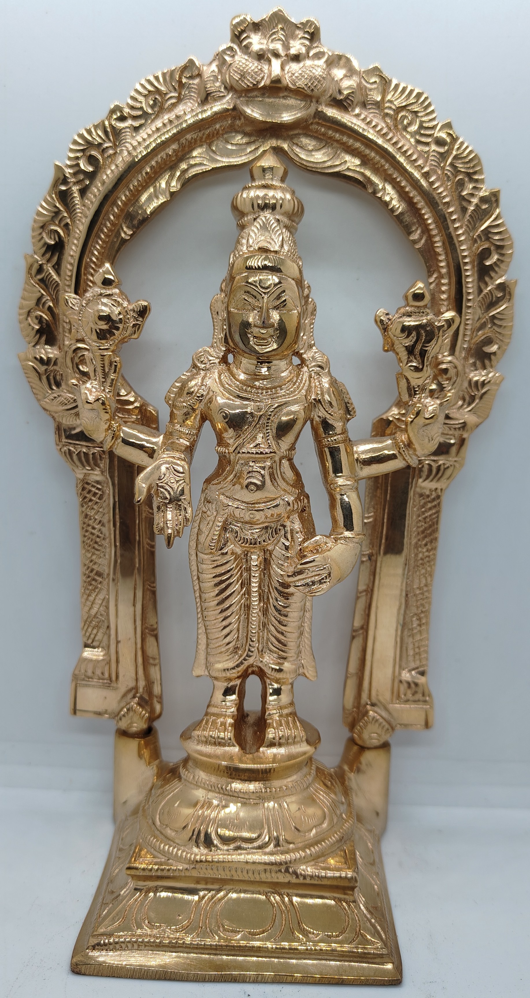 Divine Bija Vishnu | Narayana Murthi Idol With Arch 8 inches Panchalogam Id249 #249/259