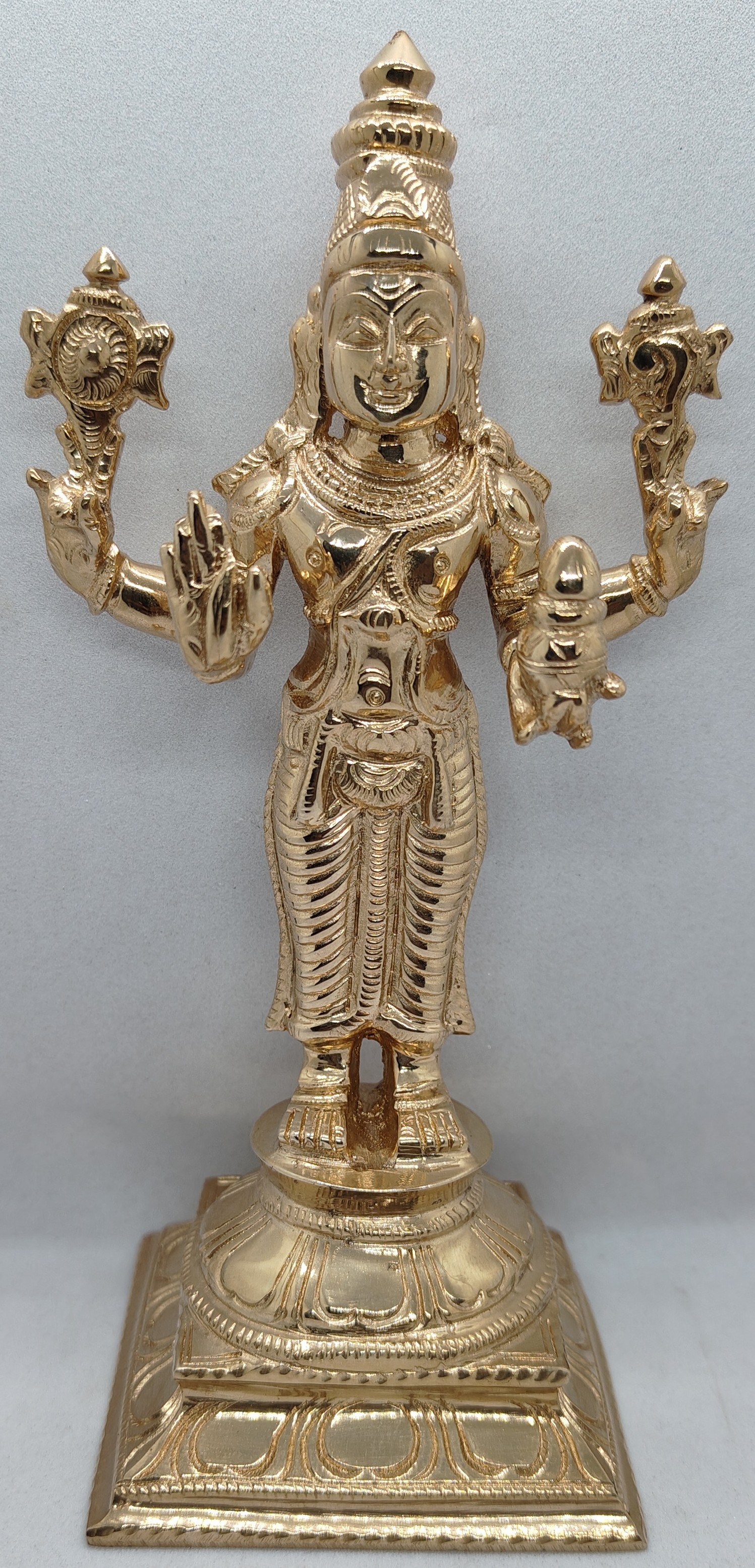 Divine Bija Dhanvathri Perumal Idol With Arch 7 inches Panchalogam Id55 #55/259